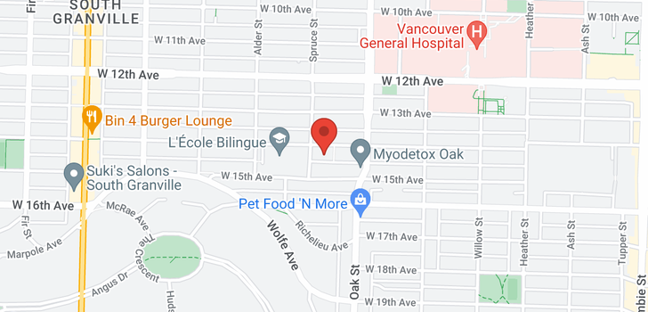 map of 304 1088 W 14TH AVENUE
